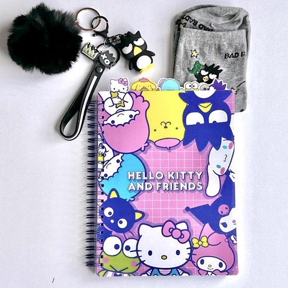 Hello Kitty Other - 💜Hello Kitty & Friends 3-Piece Bundle Gift Set. Journal, Keychain & Socks
